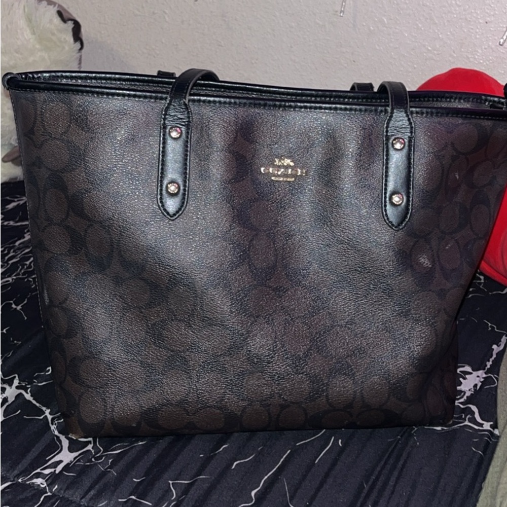 Brown city tote Coach bag authentic